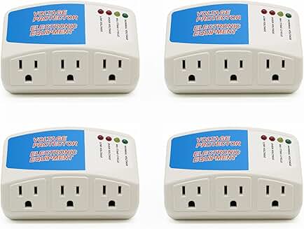 4-Pack 3-Outlet Home Surge Protectors