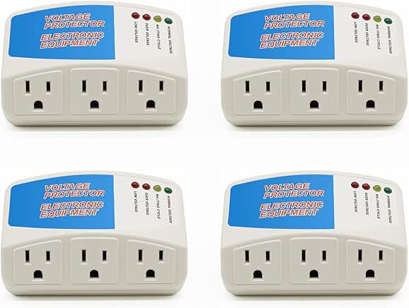 4-Pack 3-Outlet Home Surge Protectors