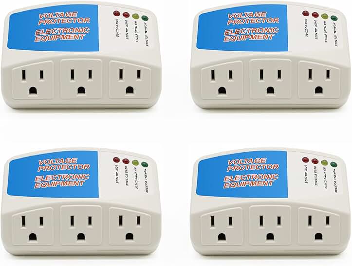 4-Pack 3-Outlet Home Surge Protectors