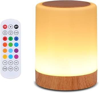 Touch Bedside Lamp with RGB Colors and Remote Control