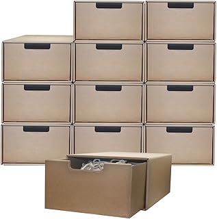 Stackable cardboard storage boxes for shoes and supplies
