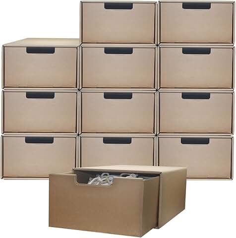 Stackable cardboard storage boxes for shoes and supplies