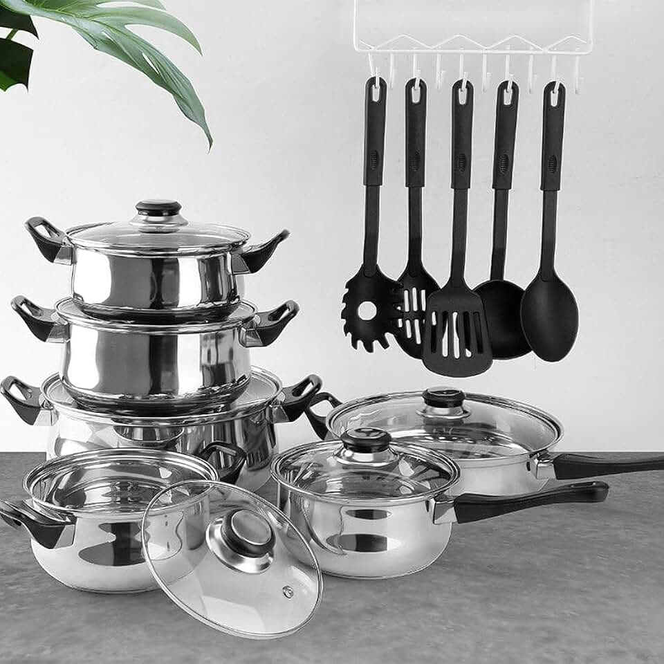 17-Piece Kitchen Cookware and Utensil Set