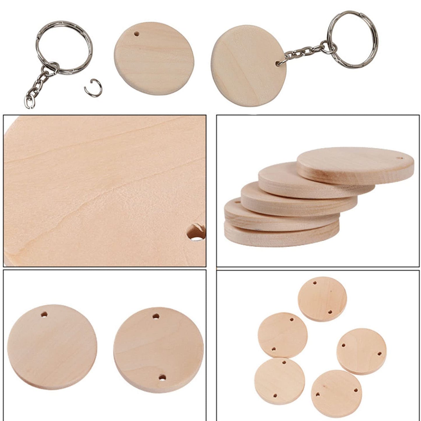 50-Piece Wooden Keychain DIY Crafting Set