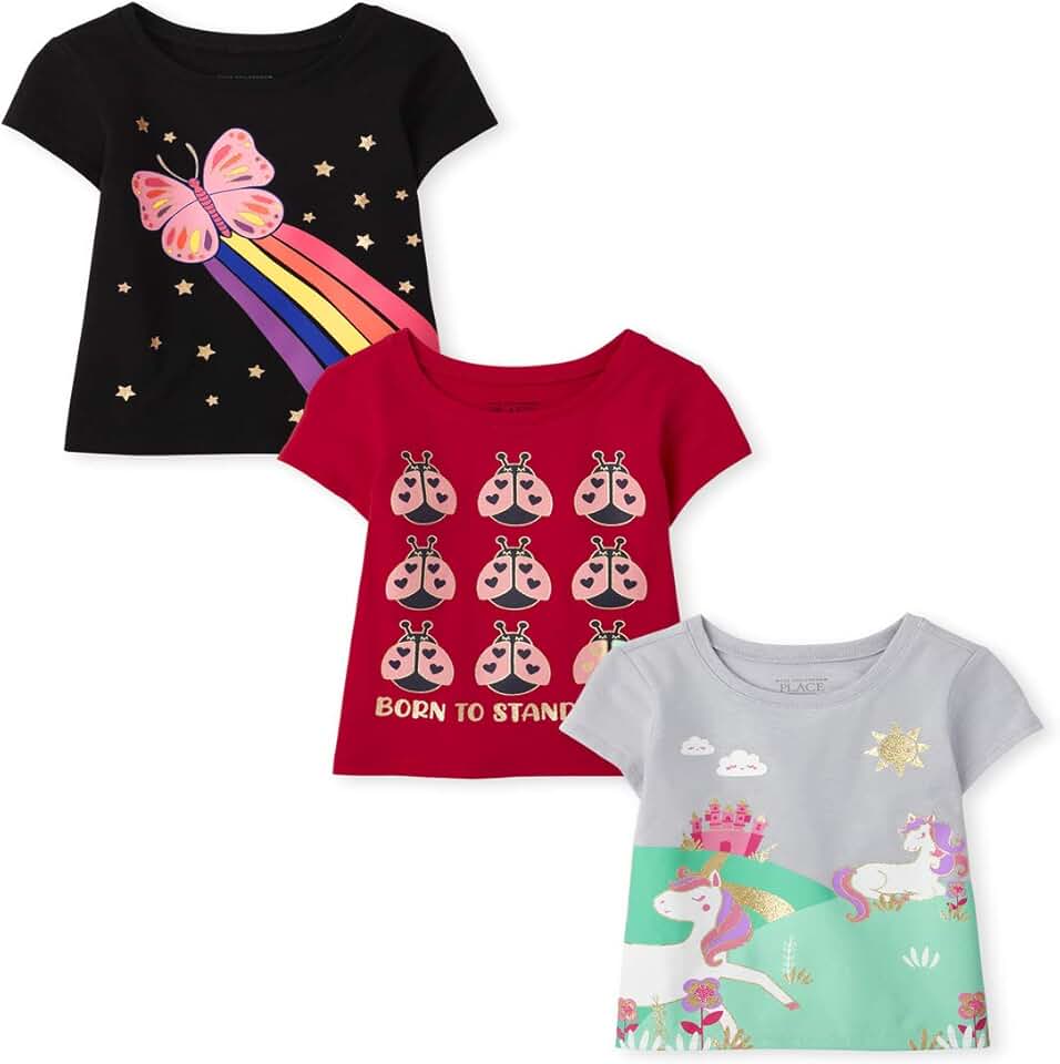 Baby Girls and Toddler Unicorns and Butterflies T-Shirt Pack