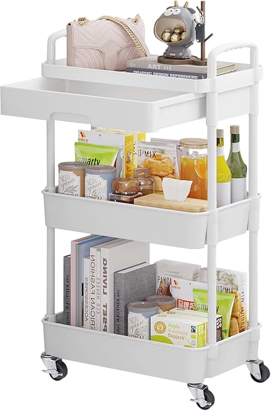 3-Tier Rolling Storage Cart with Drawer