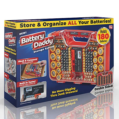Battery Daddy 180 Battery Organizer and Storage Case with Tester, 1 Count, As Seen on TV
