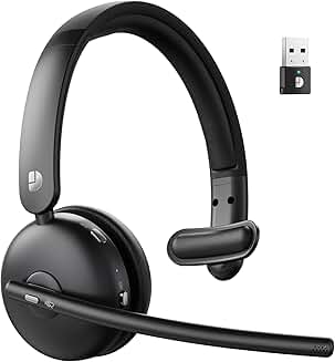 Wireless headset with mic, noise cancelling, 60H battery
