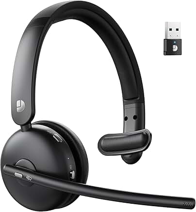Wireless headset with mic, noise cancelling, 60H battery