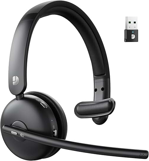 Wireless headset with mic, noise cancelling, 60H battery