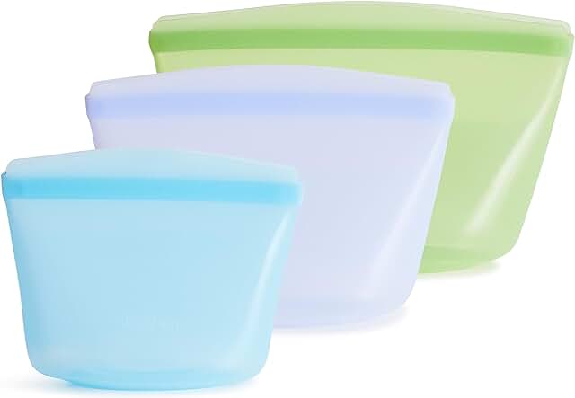 Premium Silicone Reusable Food Storage Bags, 3-Pack