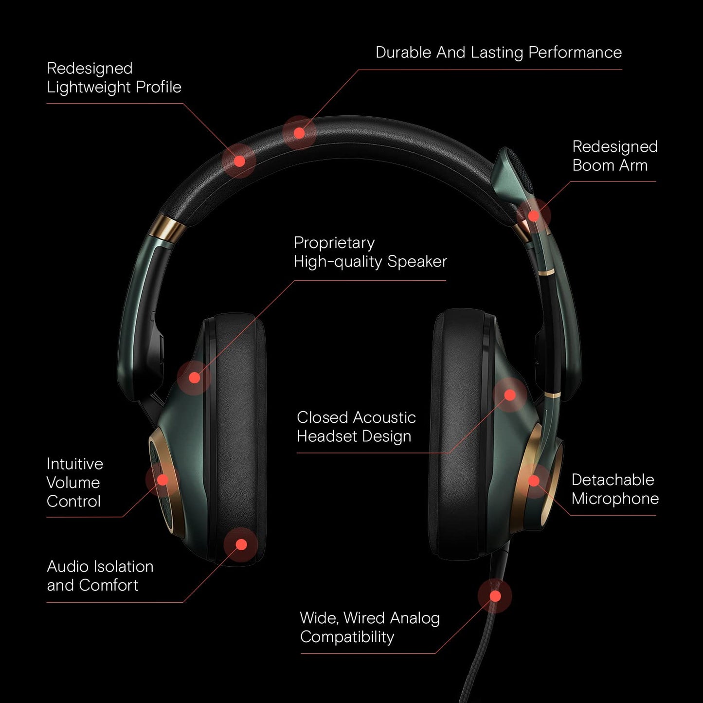 Audio H6PRO Closed Acoustic Headset (Racing Green)