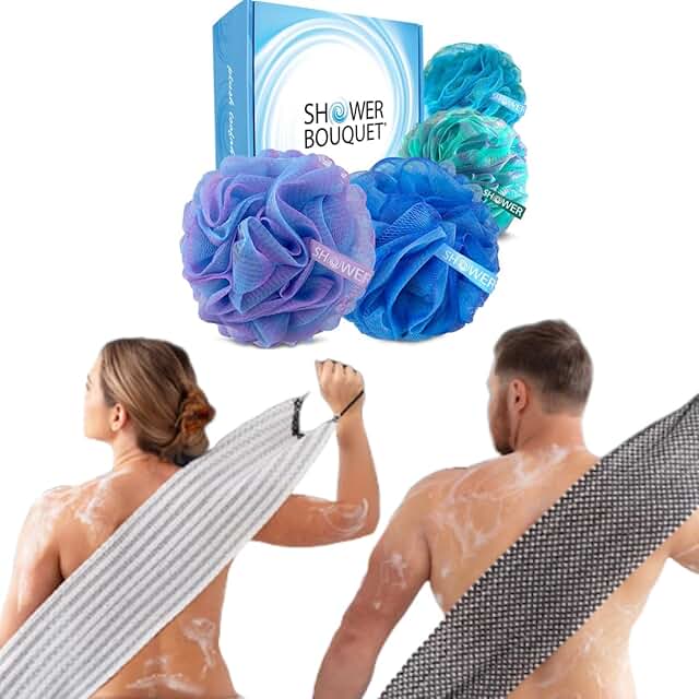 Extra Large Bath Sponges and Exfoliating Towels Pack