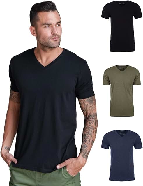 Men's V Neck T Shirts, Modern Fit, 2XL