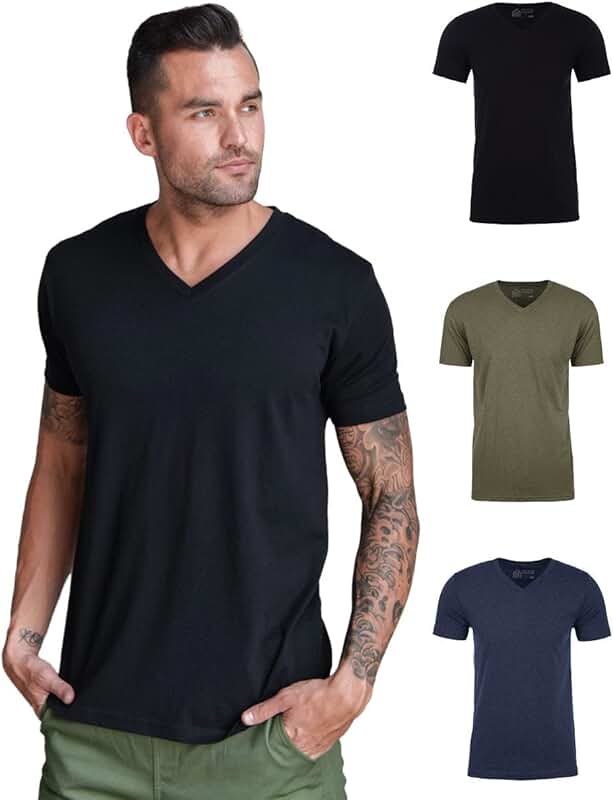 Men's V Neck T Shirts, Modern Fit, 2XL