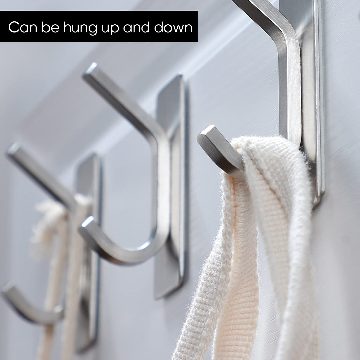 Towel Hook - Self Adhesive Hooks Bathroom Hooks Stainless Steel Robe Coat Hook 4-Packs