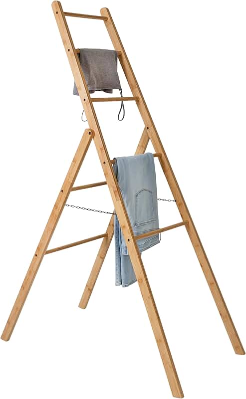 Bamboo Clothes Drying Ladder Rack