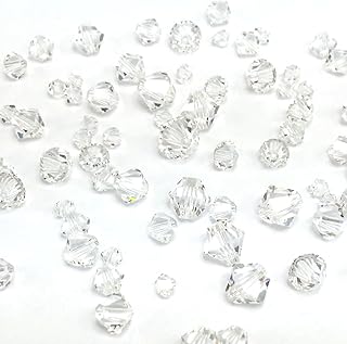 72 pcs Clear Crystal Bicone Beads in Mixed Sizes
