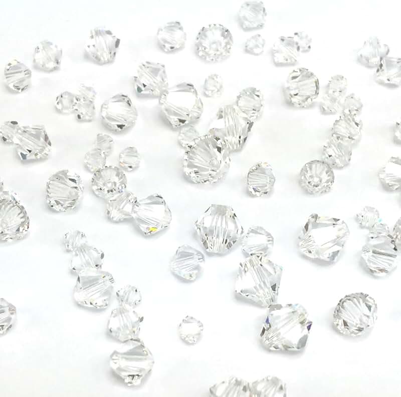 72 pcs Clear Crystal Bicone Beads in Mixed Sizes