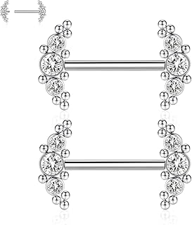 14G Titanium Nipple Rings with CZ or Opal
