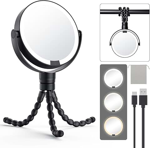 Travel Makeup Mirror with Lights and Magnification