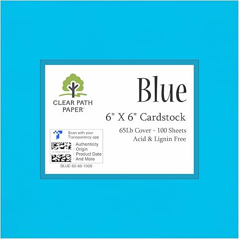 Blue 6x6 inch cardstock, 65 lb, 100 sheets