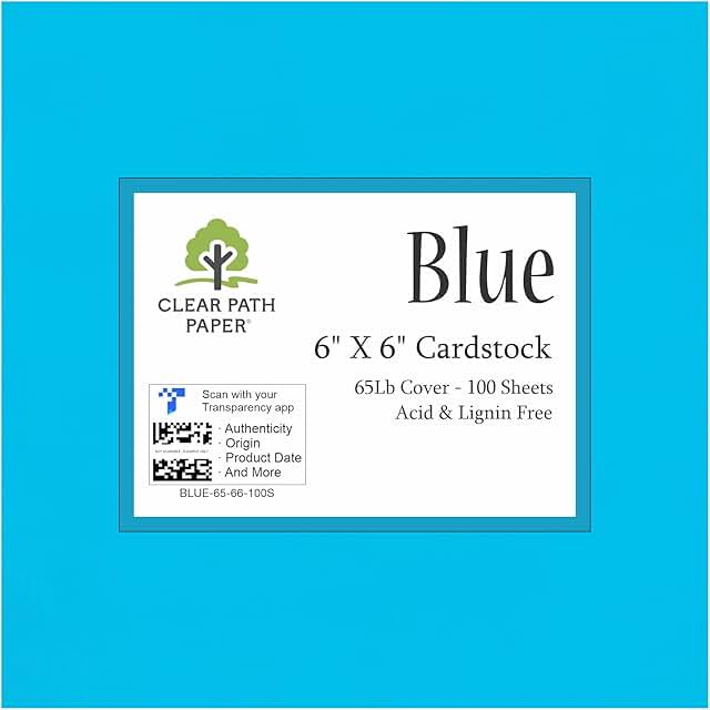 Blue 6x6 inch cardstock, 65 lb, 100 sheets