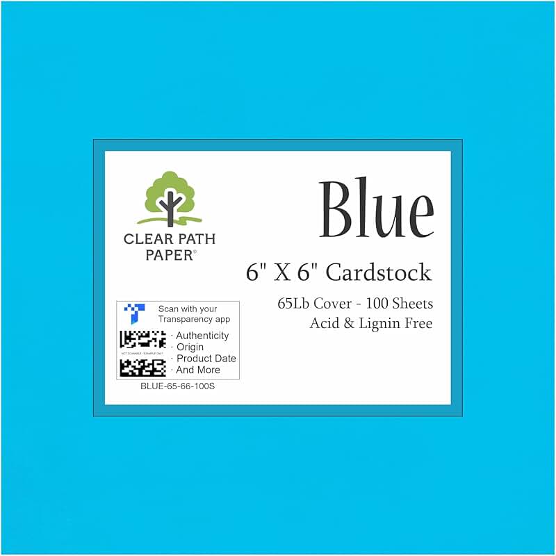 Blue 6x6 inch cardstock, 65 lb, 100 sheets