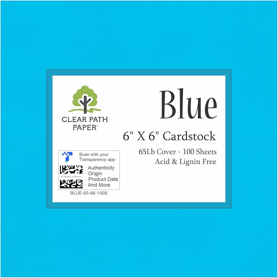 Blue 6x6 inch cardstock, 65 lb, 100 sheets