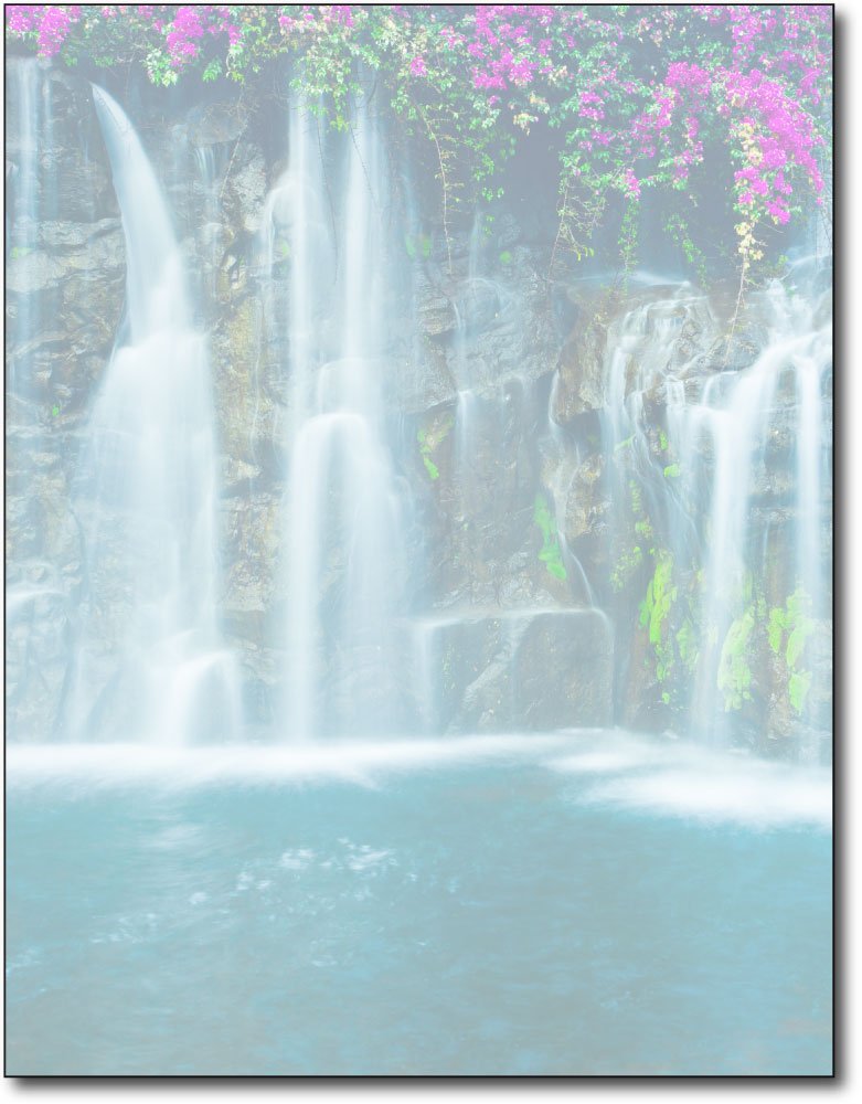 Waterfall Stationery Paper with Nature and Floral Design