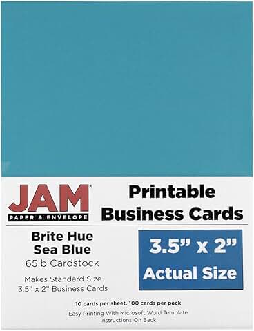 Bright Sea Blue Business Cards, 3.5 x 2, 100 pack