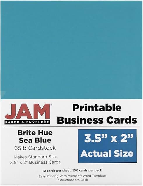 Bright Sea Blue Business Cards, 3.5 x 2, 100 pack