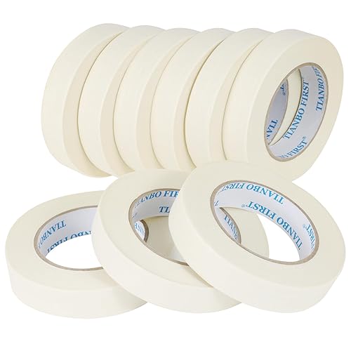 Thin White Masking Tape, 0.94 Inch x 60 Yards, 9 Rolls