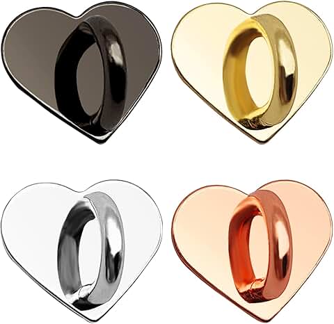 Set of 4 Phone Charm Hooks with Heart Grip Rings