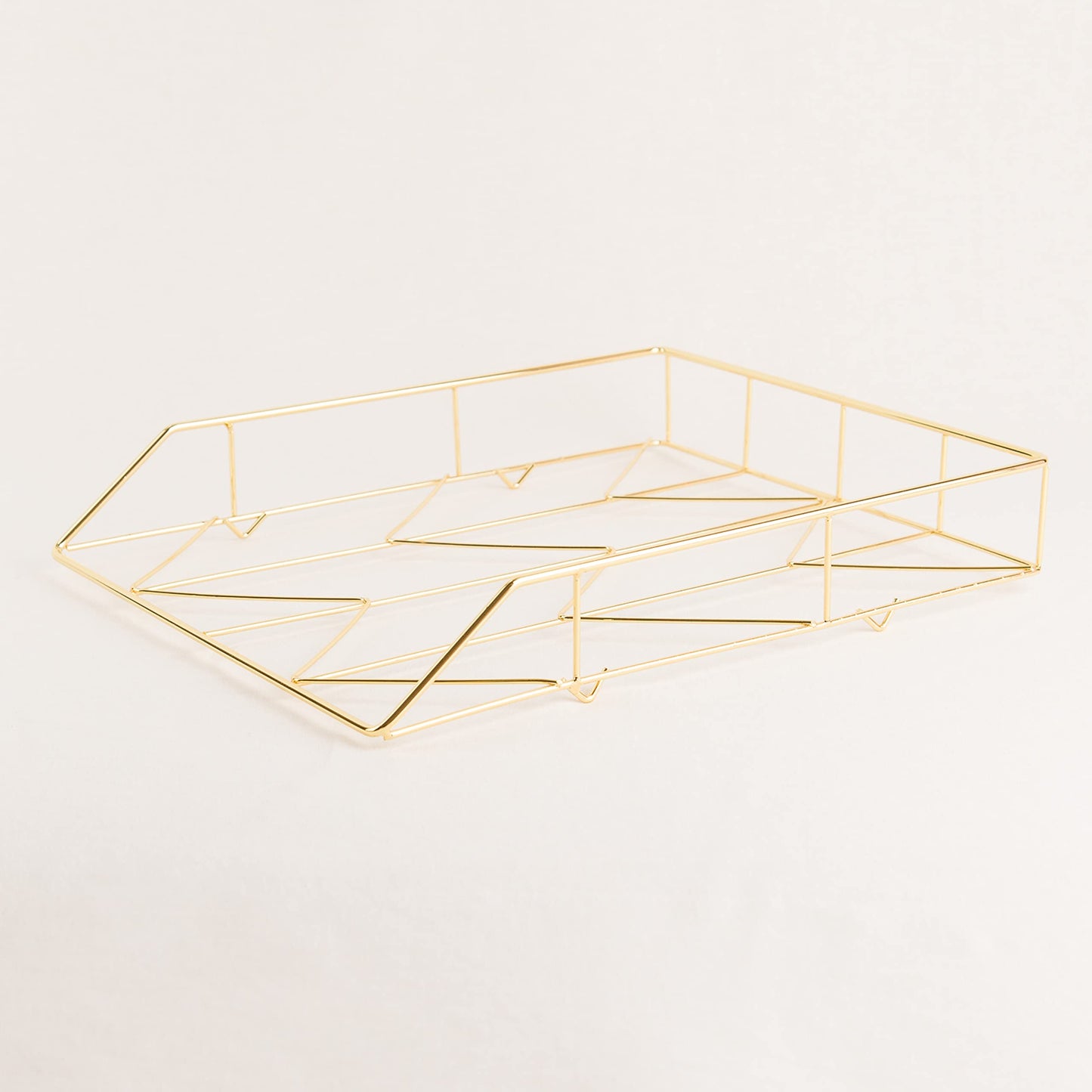 Gold wire metal desktop letter tray