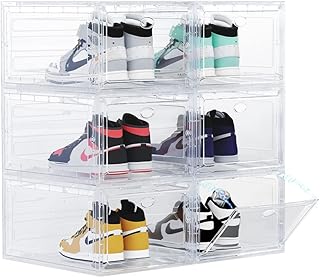 Set of 6 clear stackable shoe storage boxes