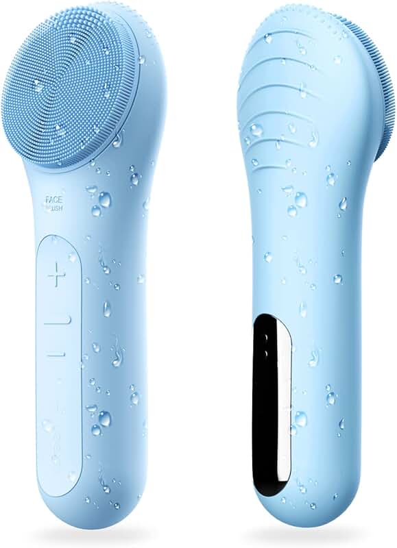 Electric facial cleansing brush, waterproof, rechargeable, exfoliates and massages skin