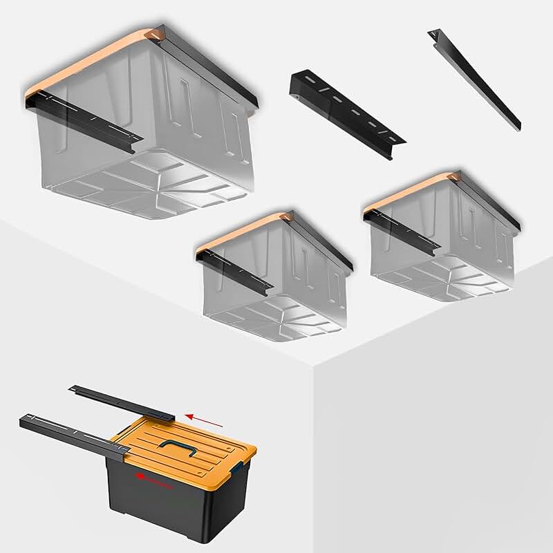 Adjustable Overhead Garage Storage Rack in Black