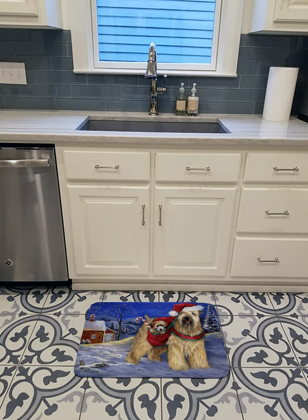 PPP3275RUG Wheaten Terrier Bath Mat Machine Washable Anti-Fatigue Memory Foam Kitchen Rug, 19 X 27, Multicolor