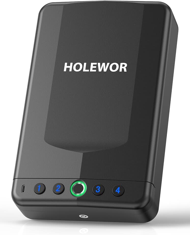 Small biometric pistol safe for quick access