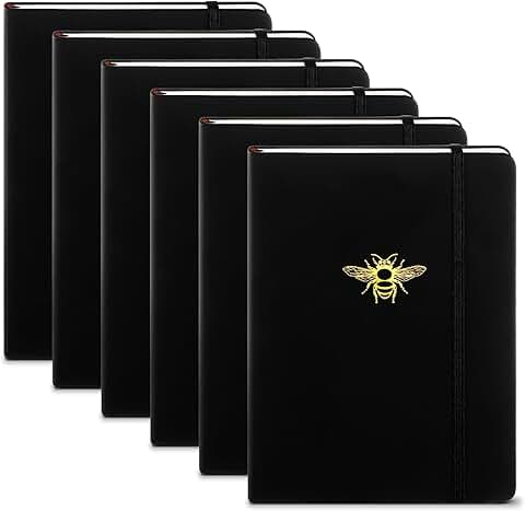 Black Bee Leather Journals for Writing, 6 Pack