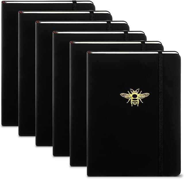 Black Bee Leather Journals for Writing, 6 Pack