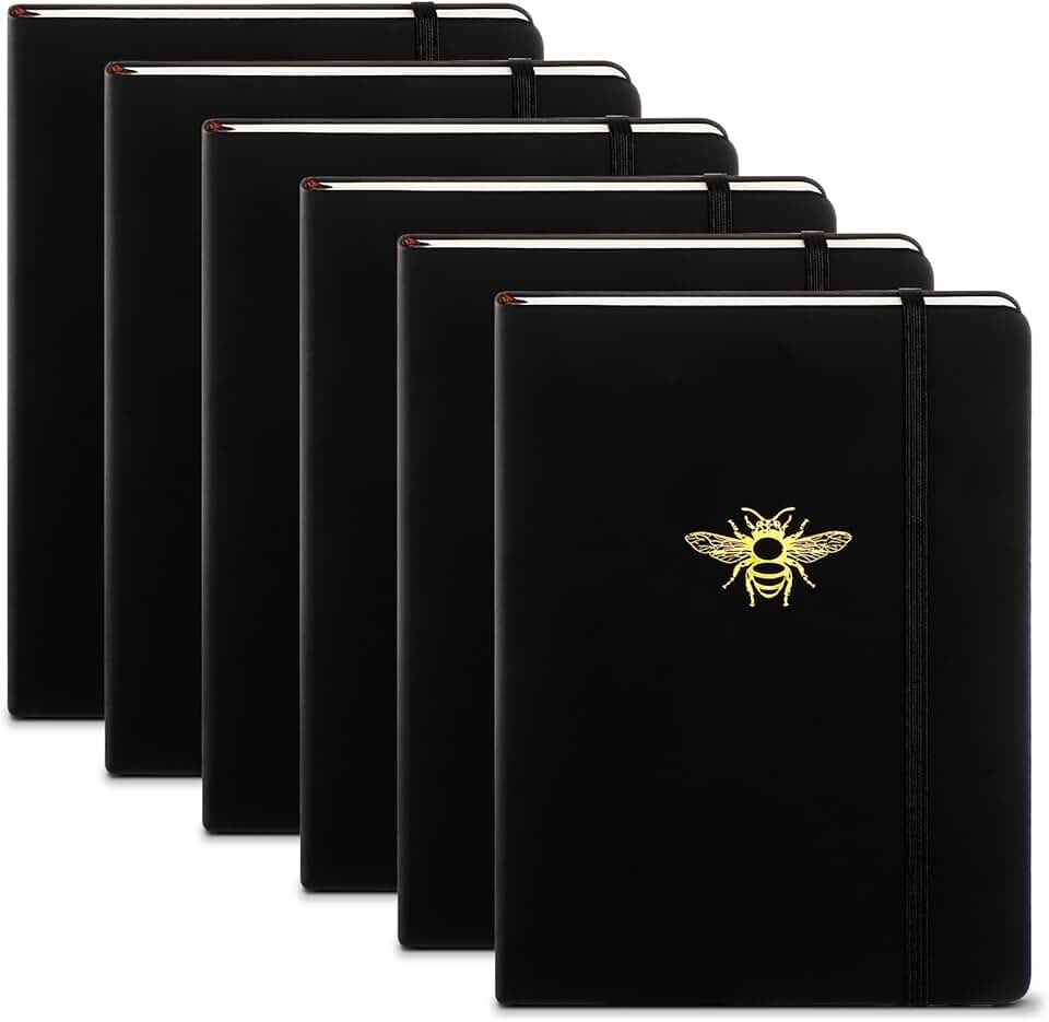 Black Bee Leather Journals for Writing, 6 Pack
