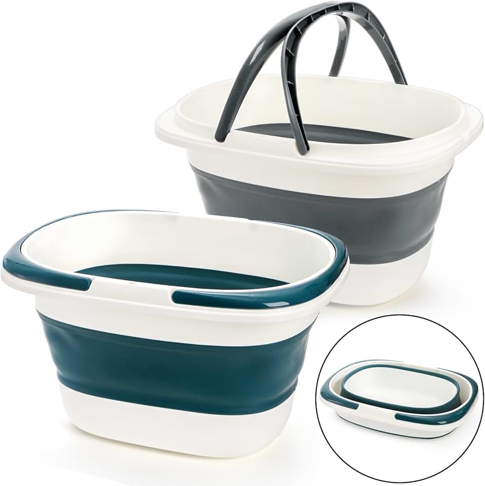 2 Pack Collapsible Plastic Buckets for Cleaning and Outdoors