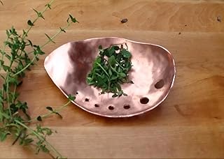 Hammered Copper Herb Leaf Stripper with 7 Hole Sizes