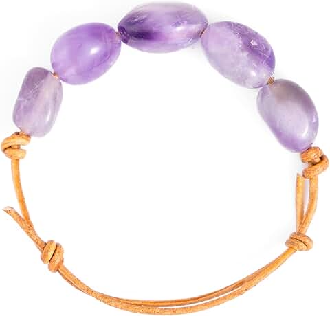 Handmade Gemstone Bracelet with Leather Cord