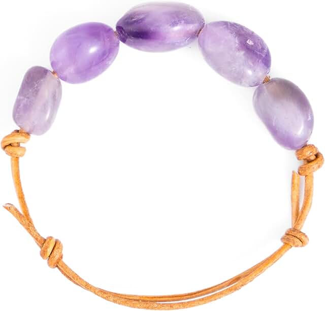 Handmade Gemstone Bracelet with Leather Cord