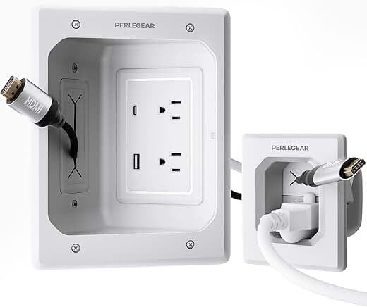 Wall Mount TV Cord Hider with USB and Outlets