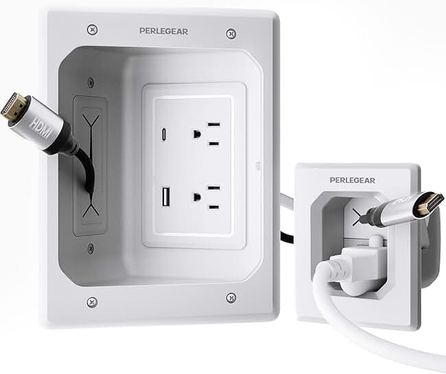 Wall Mount TV Cord Hider with USB and Outlets