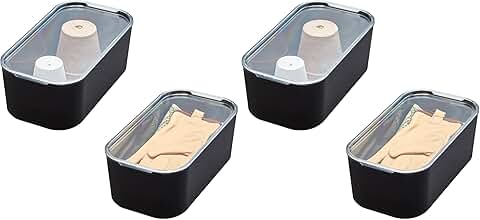Set of 2 Clear Short Storage Bins with Lids